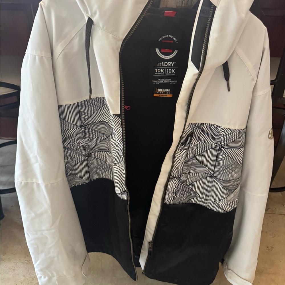 Women White and Black Hooded Jacket